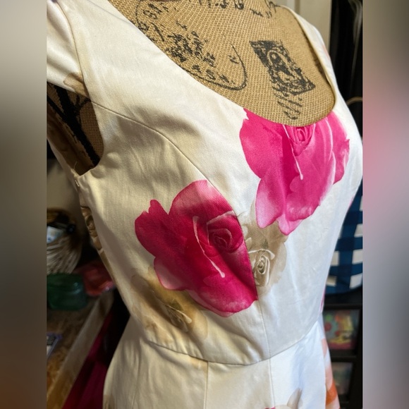 Calvin Klein Bouffant Floral‎ Dress Midi Party Wedding Guest Easter Garden Girl - Picture 12 of 14